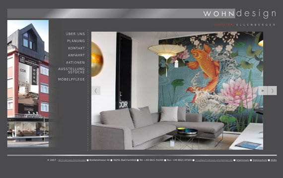 Screenshot der Internetseite: Wohndesign Ellenberger